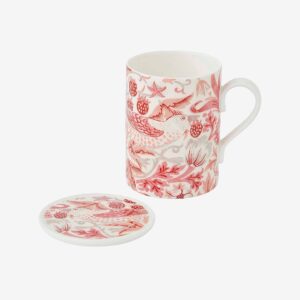 Spode – Mugg- och underläggsset Morris & Co Strawberry Thief Madder – Röd – Koppar & muggar – Från Homeroom