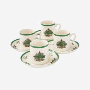 Spode – Set med 4 espressokoppar med fat Christmas Tree – Vit – Koppar & muggar – Från Homeroom