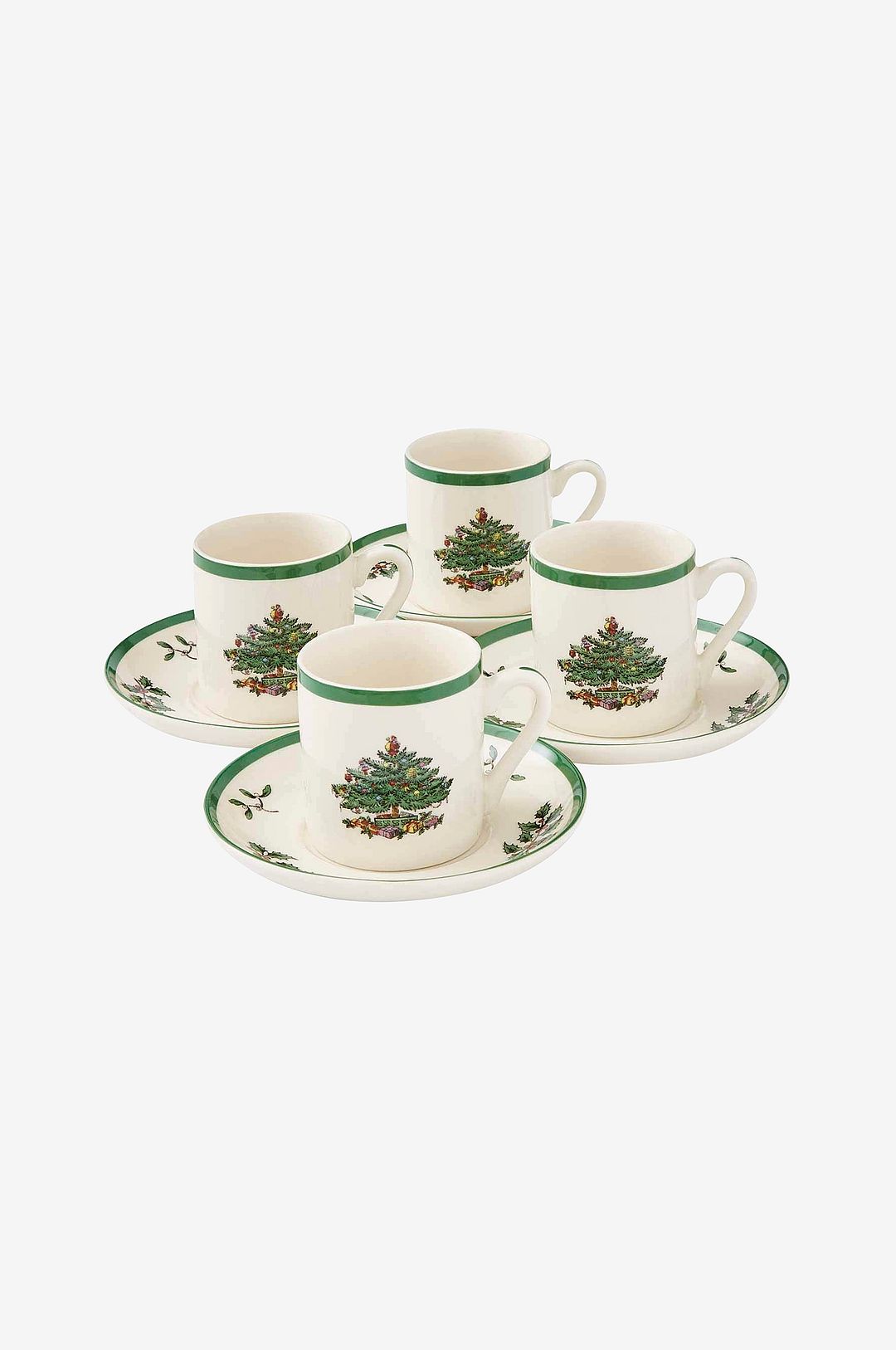 Spode – Set med 4 espressokoppar med fat Christmas Tree – Vit – Koppar & muggar – Från Homeroom