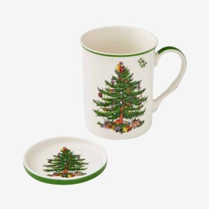 Spode – Set med mugg och underlägg Christmas Tree 34 cl – Vit – Koppar & muggar – Från Homeroom