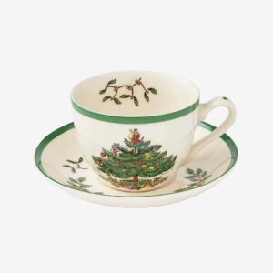 Spode – Tekopp med fat Christmas Tree 20 cl – Vit – Koppar & muggar – Från Homeroom