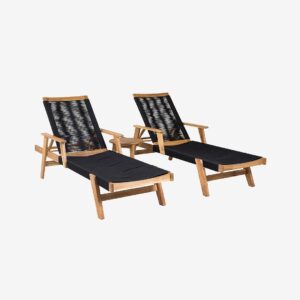 Venture Home – 2 st Liv solstolar och 1 st Celine sidobord – Svart – Solstolar & solsängar – Från Homeroom