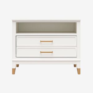 CosmoLiving by Cosmopolitan – Nattduksbord med 2 lådor och 1 hylla Westerleigh – Vit – Sängbord – Från Homeroom