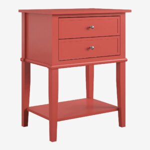 Dorel Home – Accentbord med 2 lådor Franklin – Röd – Avlastningsbord & sidobord – Från Homeroom