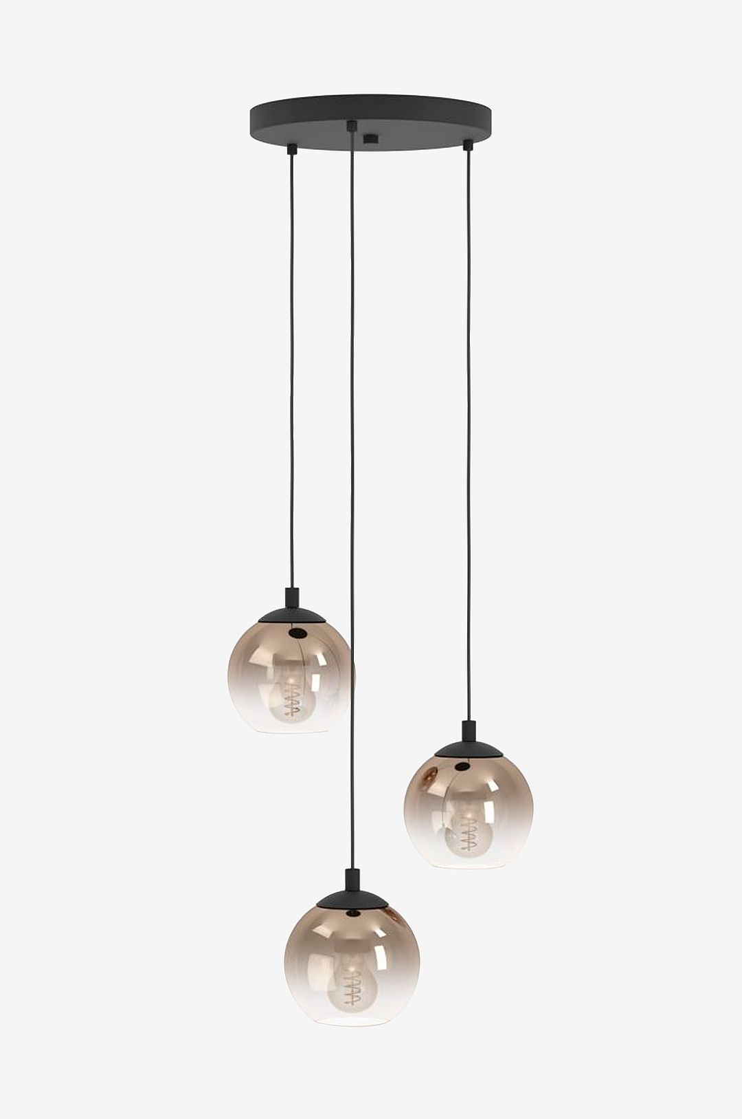 EGLO – Takpendel Ariscani Round Svart/koppar, 3 lampor – Svart – Takpendlar – Från Homeroom