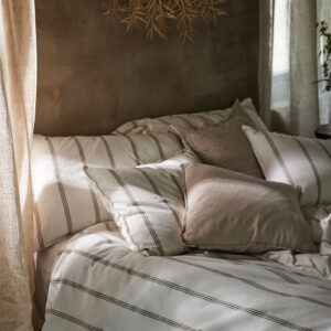 Gripsholm Linen Blend Striped Påslakanset 150×210 Vit