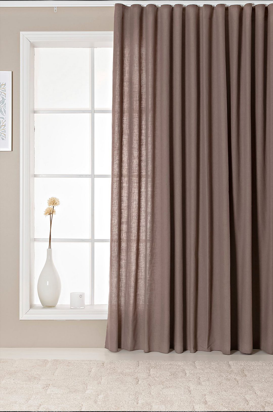 Hasta – Gardin Lina 268×280 cm – Brun – Veckbandslängder – Från Homeroom