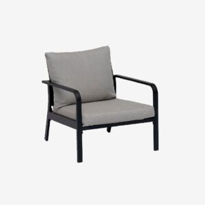 Hillerstorp – Fåtölj Hånger Svart stomme Dynor grå-beige – Svart – Utefåtöljer – Från Homeroom