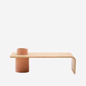 Kave Home – Olaria soffbord i terrakotta med ekfanér i naturfärg, 110 x 60 cm – Brun – Soffbord – Från Homeroom