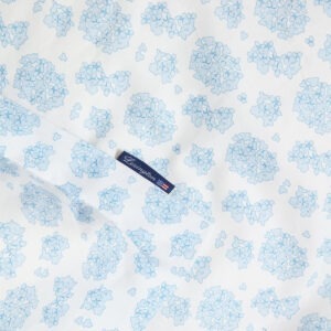Lexington Blue Floral Printed Cotton Sateen Påslakanset 150×210 White / Blue