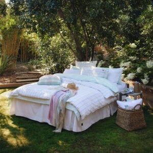 Lexington Striped Cotton Percale Påslakanset 150×210 Vit