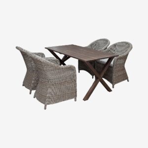 LifestyleGarden – Bord 150 cm & 4 st Mercury-stolar – Brun – Matgrupper – Från Homeroom