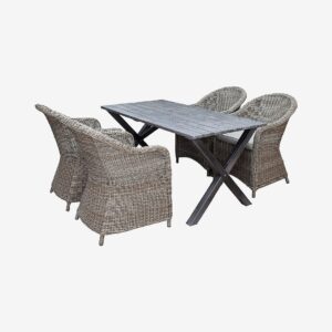 LifestyleGarden – Bord 150 cm & 4 st Mercury-stolar – Grå – Matgrupper – Från Homeroom