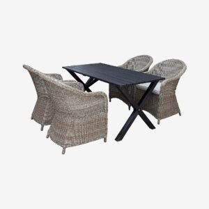 LifestyleGarden – Bord 150 cm & 4 st Mercury-stolar – Svart – Matgrupper – Från Homeroom