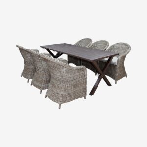 LifestyleGarden – Bord 190 cm & 6 st Mercury-stolar – Brun – Matgrupper – Från Homeroom