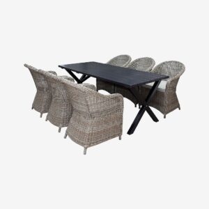 LifestyleGarden – Bord 190 cm & 6 st Mercury-stolar – Svart – Matgrupper – Från Homeroom