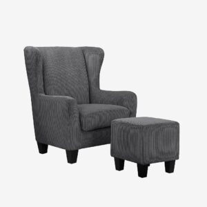 Loft24 – Fåtölj med pall Zhili – Grå – Fåtöljer – Från Homeroom