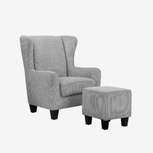 Loft24 – Fåtölj med pall Zhili – Grå – Fåtöljer – Från Homeroom