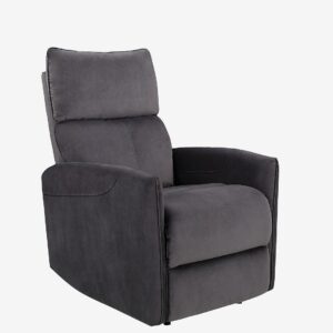 Loft24 – Pineto Fåtölj med elektrisk funktion i sammet – Grå – Fåtöljer – Från Homeroom