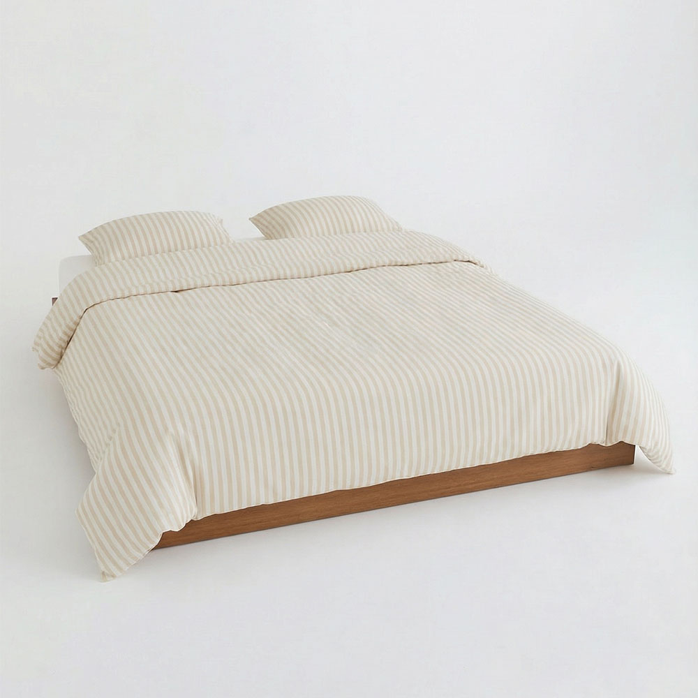 Movesgood Bambu Stripe Påslakanset 150×210 Beige