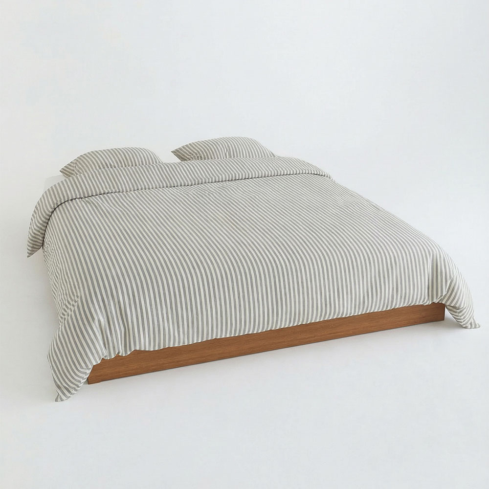 Movesgood Bambu Stripe Påslakanset 150×210 Grå