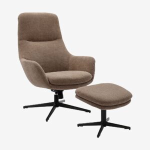 Nordic Furniture Group – Fåtölj med pall Princess – Brun – Fåtöljer – Från Homeroom