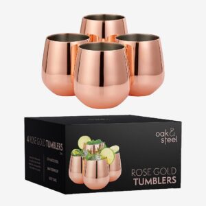 Oak & Steel – Tumbler med sugrör 4-pack – Rosa – Drinkglas & shotglas – Från Homeroom
