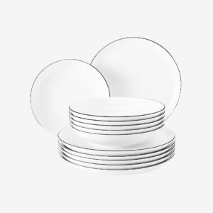 Seltmann Weiden – Middagsset Seltmann Lido Black Line 12 delar – Vit – Koppar & muggar – Från Homeroom