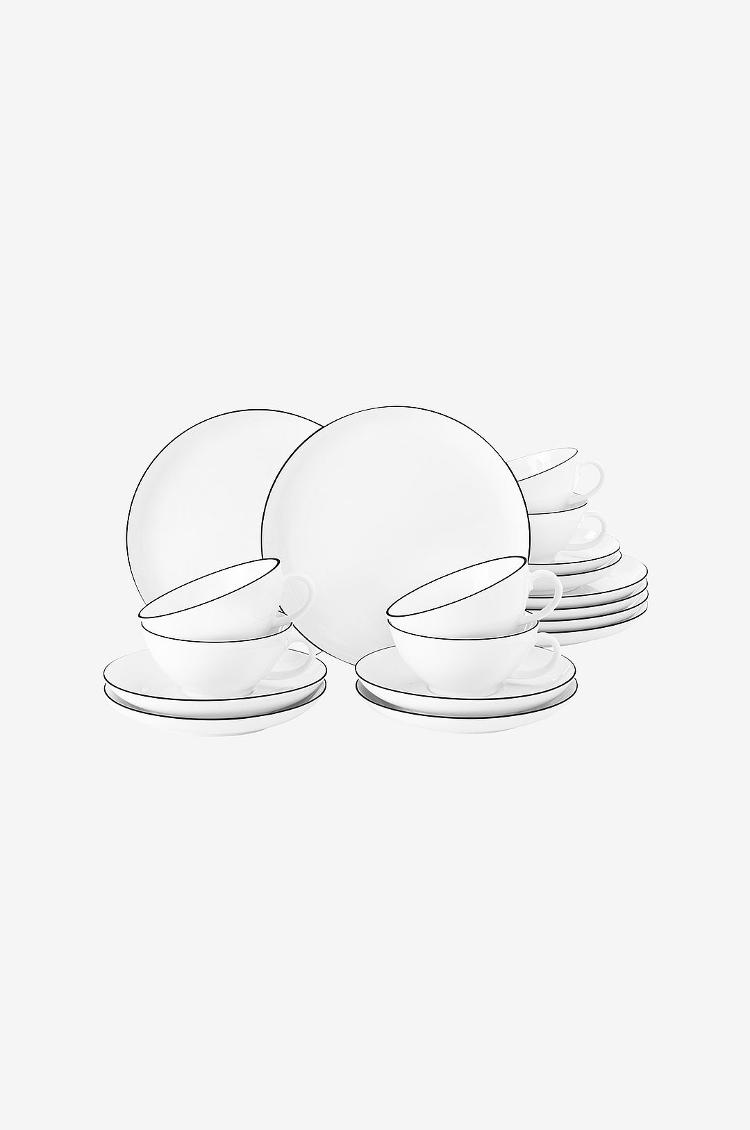 Seltmann Weiden – Teservis Seltmann Lido Black Line 18 delar – Vit – Koppar & muggar – Från Homeroom