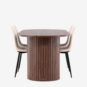 Venture Home – Härön Matbord med Polar Matstol – Beige – Matgrupp 4 personer – Från Homeroom