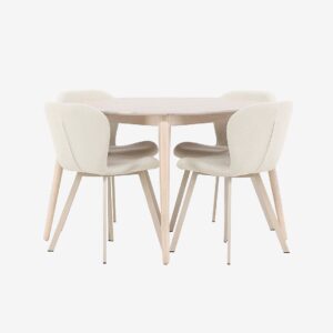 Venture Home – Matbord Flora med Lilja-stol – Beige – Matgrupp 4 personer – Från Homeroom
