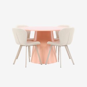 Venture Home – Matbord Lanzo med Lilja stol – Beige – Matgrupp 4 personer – Från Homeroom