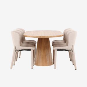 Venture Home – Matbord Stjärnö med Astoria stol – Beige – Matgrupp 6 personer – Från Homeroom