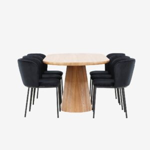 Venture Home – Matbord Stjärnö med Edina stol – Svart – Matgrupp 6 personer – Från Homeroom