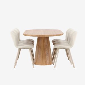 Venture Home – Matbord Stjärnö med Lilja-stol – Beige – Matgrupp 6 personer – Från Homeroom