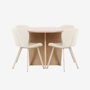 Venture Home – Matbord Strada med Lilja-stol – Beige – Matgrupp 4 personer – Från Homeroom