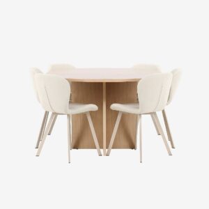 Venture Home – Matbord Strada med Lilja-stol – Beige – Matgrupp 4 personer – Från Homeroom