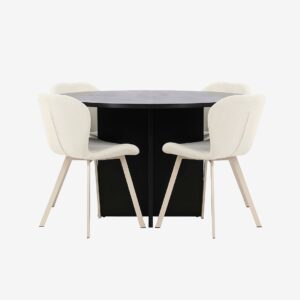 Venture Home – Matbord Strada med Lilja-stol – Beige – Matgrupp 4 personer – Från Homeroom