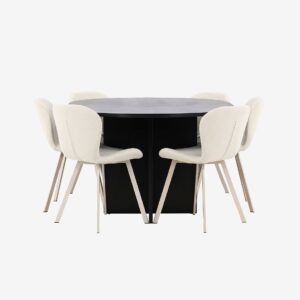 Venture Home – Matbord Strada med Lilja-stol – Beige – Matgrupp 6 personer – Från Homeroom