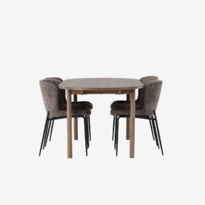 Venture Home – Matgrupp Andy med 4st stolar Modesto – Grå – Matgrupp 4 personer – Från Homeroom