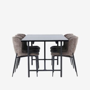 Venture Home – Matgrupp Astrid med 6st stolar Modesto – Brun – Matgrupp 6 personer – Från Homeroom