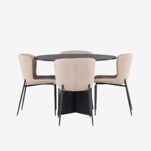 Venture Home – Matgrupp Bootcut med 4st matstolar Modesto – Svart – Matgrupp 4 personer – Från Homeroom