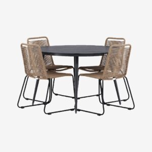 Venture Home – Matgrupp Break med 4st stolar Lindos – Svart – Matgrupper – Från Homeroom