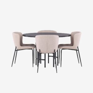Venture Home – Matgrupp Copenhagen med 4st matstolar Modesto – Svart – Matgrupp 4 personer – Från Homeroom