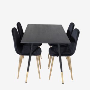 Venture Home – Matgrupp Dipp med 4 st matstolar Polar – Svart – Matgrupp 4 personer – Från Homeroom