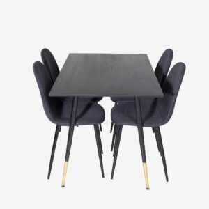 Venture Home – Matgrupp Dipp med 4 st matstolar Polar – Svart – Matgrupp 4 personer – Från Homeroom