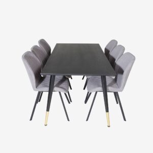 Venture Home – Matgrupp Dipp med 6 st matstolar Gemma – Svart – Matgrupp 6 personer – Från Homeroom