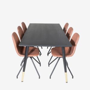 Venture Home – Matgrupp Dipp med 6 st matstolar Polar – Svart – Matgrupp 6 personer – Från Homeroom