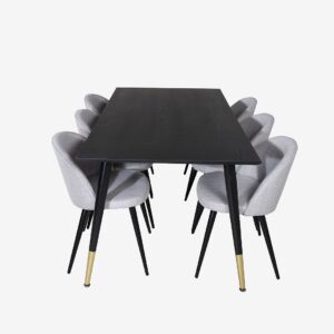 Venture Home – Matgrupp Dipp med 6 st matstolar Velvet – Svart – Matgrupp 6 personer – Från Homeroom
