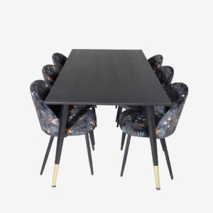 Venture Home – Matgrupp Dipp med 6 st matstolar Velvet – Svart – Matgrupp 6 personer – Från Homeroom